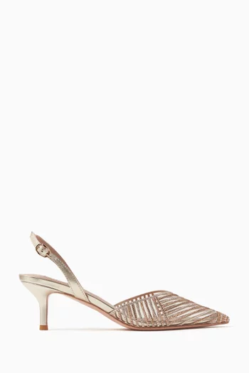 Clivia 50 Crystal Slingback Pumps in PVC & Leather