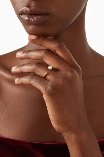 Open Pearl Ring in 14kt Gold-plated Brass