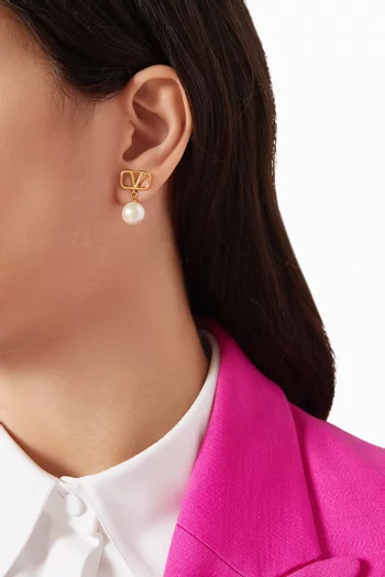 Valentino Garavani VLogo Signature Pearl Drop Earrings in Metal & Swarovski®