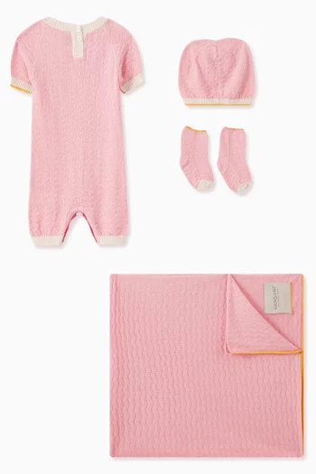 Wave-knit Romper Set in Silk-cotton