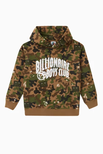 Camo Arch Logo Hoodie in Cotton