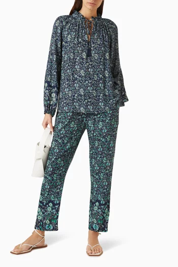 Bianca Floral-print Pants in Rayon