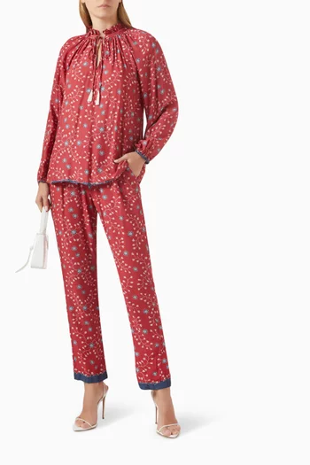Bianca Floral-print Pants in Rayon