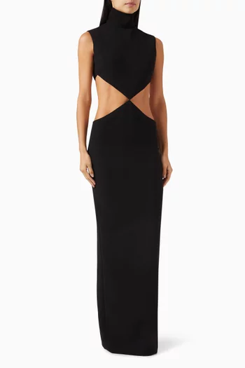 Waist Cut-out Maxi Dress in Crepe