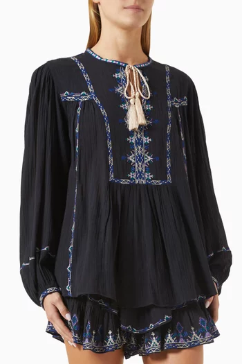 Silekia Embroidered Top in Cotton