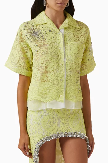 Crystal-embellished Shirt in Lace