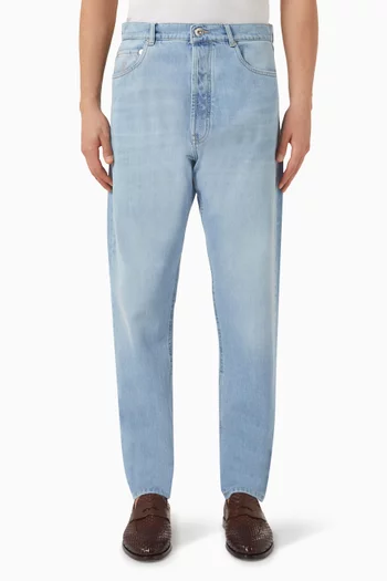 بنطال جينز بشعار الماركة قطن