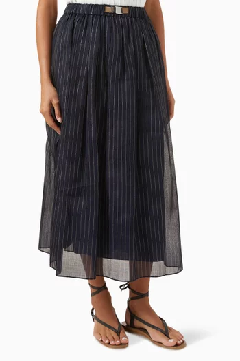 Pinstripe High-waist Maxi Skirt in Cotton
