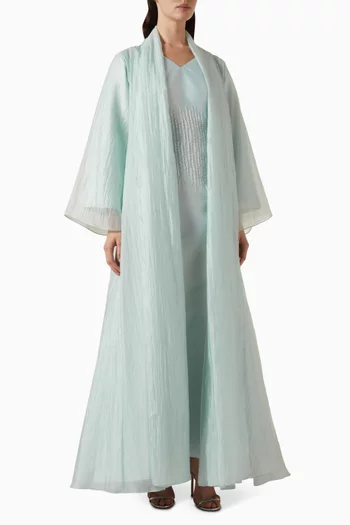 3-piece Sequin Embellished Abaya Set in Organza & Tulle