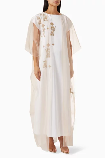 Sheer Embroidered Kaftan in Tulle