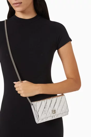 Crush Wallet On Chain in Metallic Quilted Calfskin