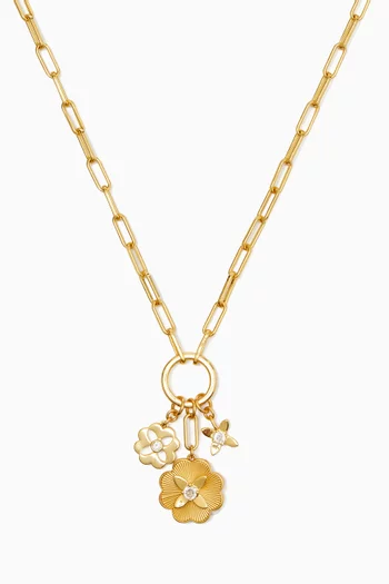 Heritage Bloom Charm Necklace in Metal