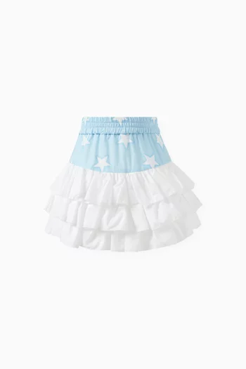 Star-print Ruffled Skirt in Cotton