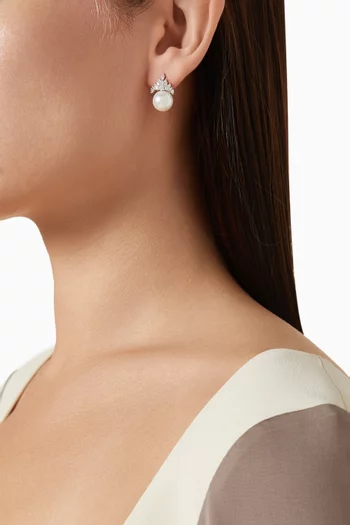 Eleanor Pearl Drop Earrings in Sterling Silver