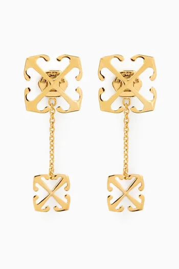 Double Arrows Drop Earrings in Brass
