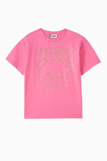Teddy Bear Crystal-embellished T-shirt in Cotton