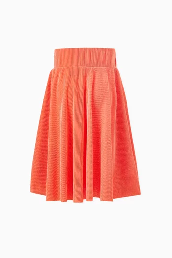 Logo-tape Pleated Skirt in Plissé