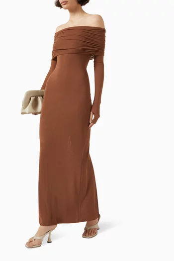 Amara Off-shoulder Maxi Dress in Cashmere-viscose
