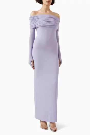 Amara Off-shoulder Maxi Dress in Cashmere-viscose
