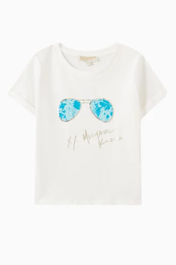 Sequin-embellished Graphic Logo T-shirt in Organic Cotton
