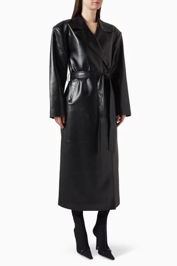 Tina Trench Coat in Faux Leather