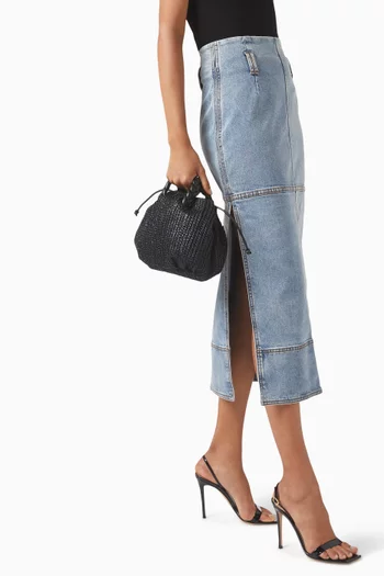 Medium Bombon Braided Top-handle Bag in Raffia