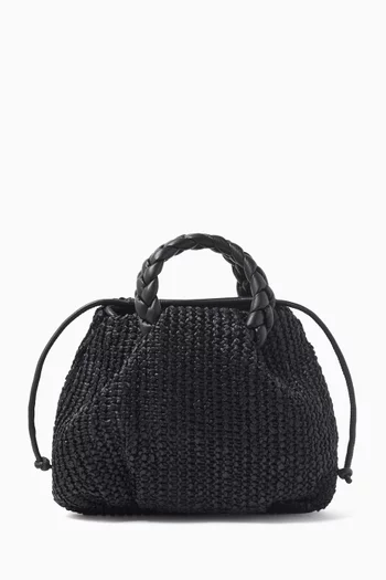 Medium Bombon Braided Top-handle Bag in Raffia