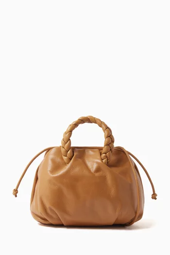 Medium Bombon Braided Top-handle Bag in Leather