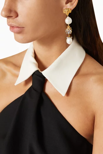 Tiger 1930 Drop Earrings in 24kt Gold-plated Brass