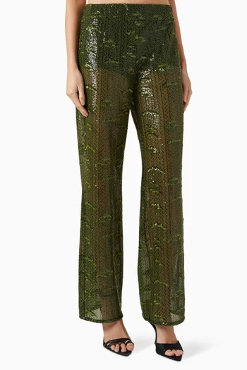 Nedi Sequin-embellished Wide-leg Pants