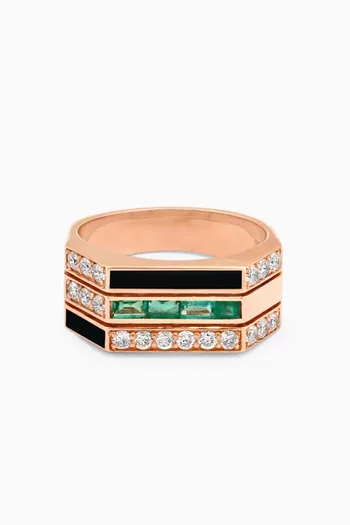 Whatever Ménage à Trois Multi-stone & Enamel Ring in 18kt Rose Gold