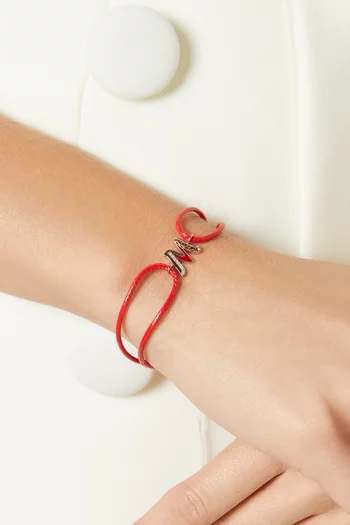 Retro Diamond & Enamel Letter 'M' Bracelet in 18kt Rose Gold