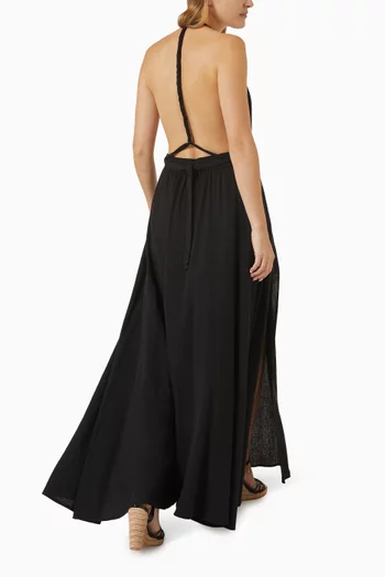 Hera Open-back Maxi Dress in Cotton