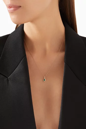 Mini Diana Emerald & Diamond Necklace in 18kt Yellow Gold