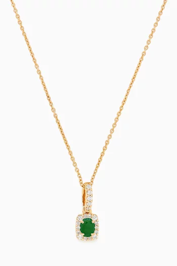 Mini Diana Emerald & Diamond Necklace in 18kt Yellow Gold
