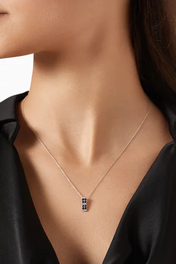 Floral Cluster Sapphire & Diamond Necklace in 18kt White Gold