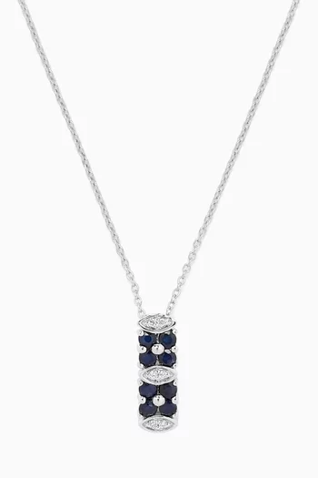 Floral Cluster Sapphire & Diamond Necklace in 18kt White Gold