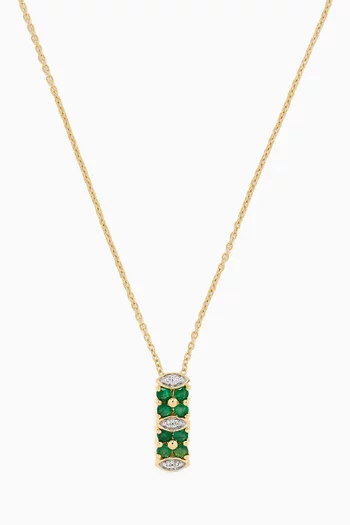 Floral Cluster Emerald & Diamond Necklace in 18kt Yellow Gold