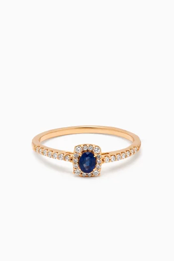 Mini Diana Sapphire & Diamond Ring in 18kt Yellow Gold