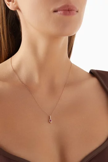 Mini Diana Ruby & Diamond Necklace in 18kt Rose Gold