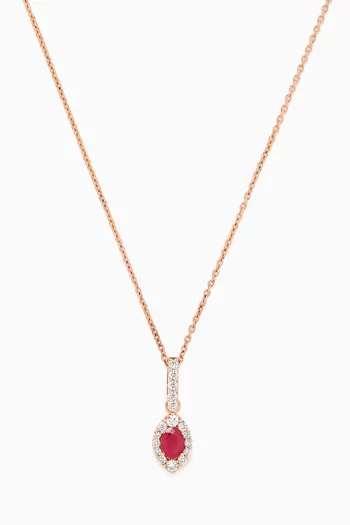 Mini Diana Ruby & Diamond Necklace in 18kt Rose Gold