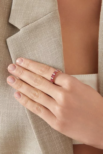 Floral Ruby & Diamond Cluster Ring in 18kt Rose Gold