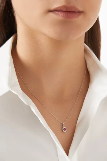 Mini Diana Ruby & Diamond Necklace in 18kt White Gold