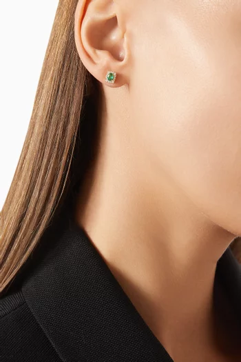 Mini Diana Emerald & Diamond Stud Earrings in 18kt Yellow Gold