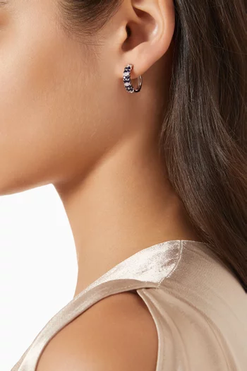 Floral Sapphire & Diamond Cluster Hoop Earrings in 18kt White Gold