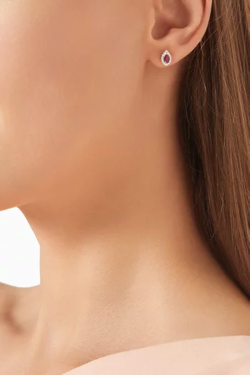 Mini Diana Ruby & Diamond Earrings in 18kt White Gold