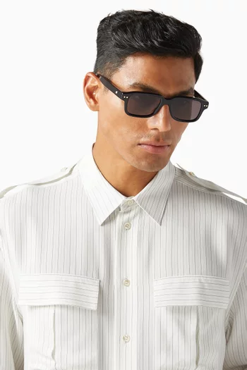 Narrow Rectangular Sunglasses in Recycled Acetate