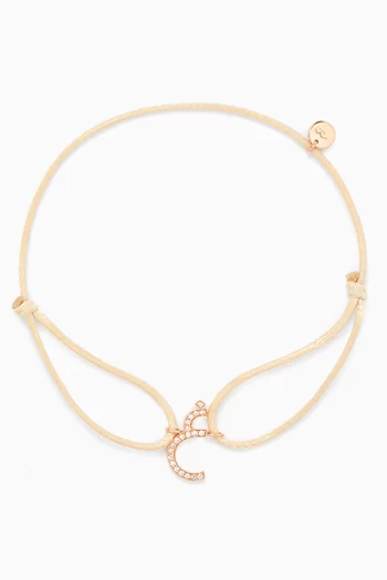 Diamond Arabic Initial Thread Bracelet - Letter "GHA" in 18kt Rose Gold