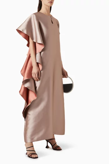 Ruffled Maxi Dress in Silky-taffeta