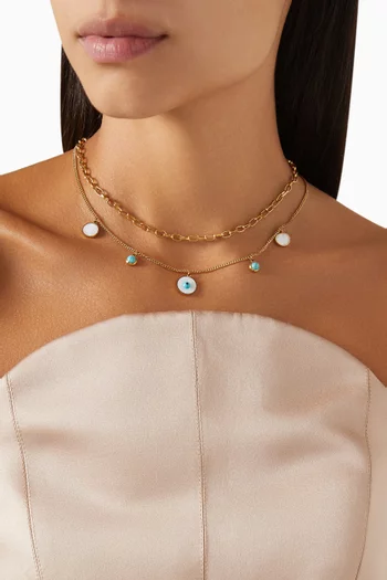 Gold Aura Evil Eye Layered Necklace in 18k Gold-plated Stainless Steel